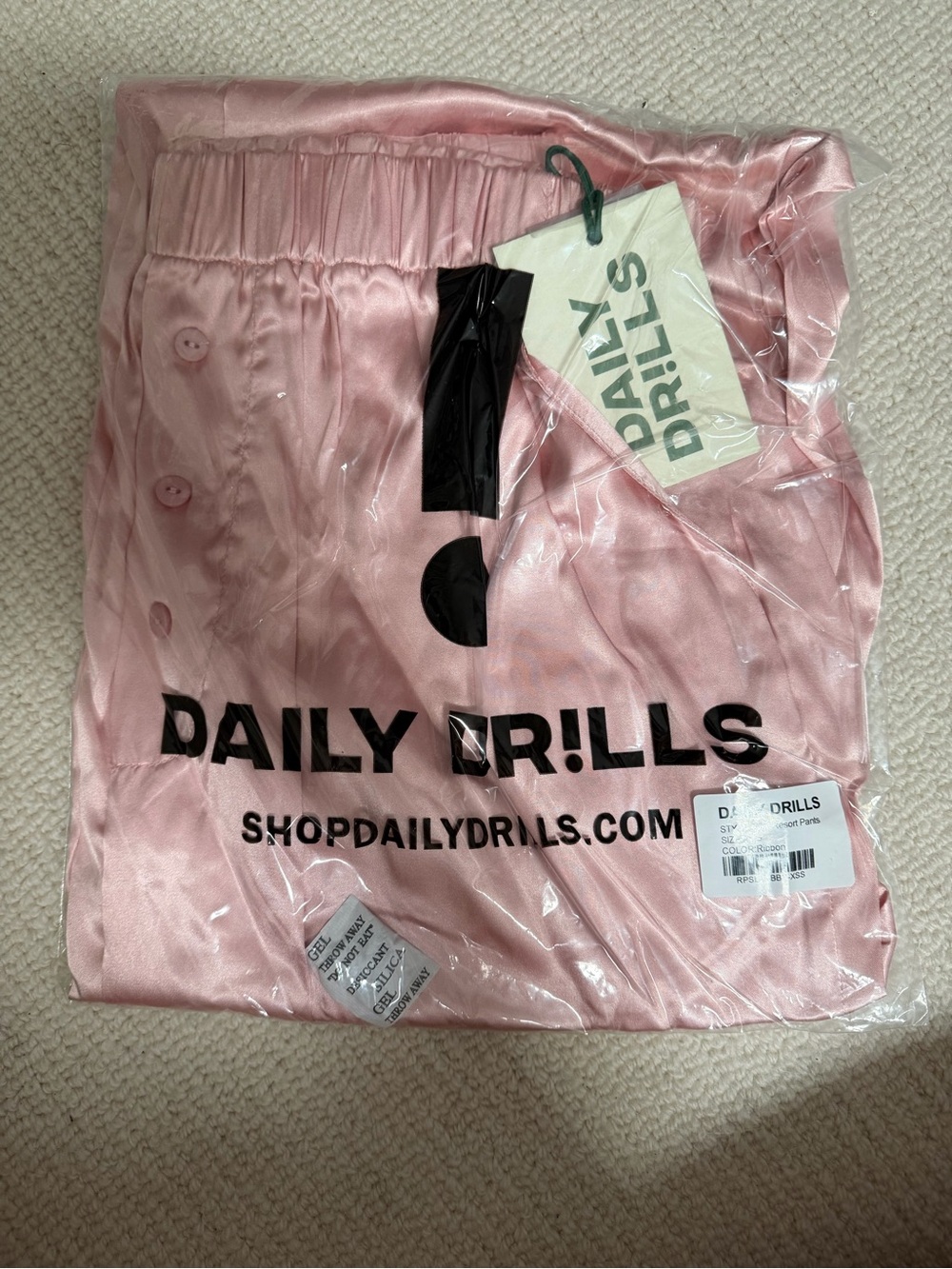 NEW - Daily Drills Blush Pink Satin High-Waist Women's Pants